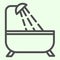 Bathroom line icon. Bathtub and shower outline style pictogram on white background. Real estate and construction signs