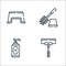Bathroom line icons. linear set. quality vector line set such as wiper, liquid soap, toilet brush