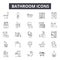 Bathroom line icons for web and mobile design. Editable stroke signs. Bathroom  outline concept illustrations