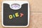 Bathroom scale with Diet text