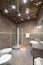 Bathroom with shower cabin, toilet and bidet