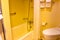 Bathroom with shower cabin, toilet on a cruise ship