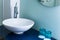 Bathroom sink counter tap mixer glass blue