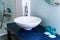 Bathroom sink counter tap mixer glass blue