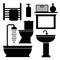 Bathroom toilet black icons set,