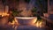 The bathroom is transformed into a private oasis with the soft glow of candles creating a sense of tranquility and