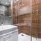 Bathroom with wood effect shower