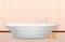 Bathtub and candles concept background, realistic style