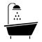 Bathtub shower icon, vector illustration, black sign on isolated background