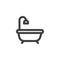 Bathtub with shower line icon