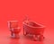 Bathtub and toilet closet in red background, monochrome single color red 3d Icon, 3d rendering