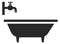 Bathtub with water valve. House pipeline system icon