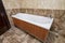 Bathtub white ceramic and wood texture interior luxury