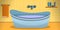 Bathtub in yellow bathroom concept banner, cartoon style