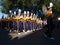 BATON ROUGE, LOUISIANA - 2014: Louisiana State University students band just before an LSU football game.