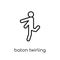 baton twirling icon. Trendy modern flat linear vector baton twirling icon on white background from thin line sport collection