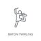 baton twirling linear icon. Modern outline baton twirling logo c