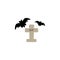 Bats, gravestone, inscription, color icon. Simple colored  of halloween icons for ui and ux, website or mobile application