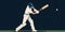 A batsman hitting a pull shot to a short ball created with generative AI