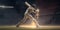 A batsman taking a swing at a cricket ball trying to scor created with generative AI