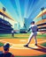 Batter Up at the Urban Baseball Game Illustration