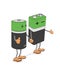 Batteries of a different type in the form of little men. stand hand in hand. vector illustration.