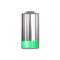 Battery 3d icon - low level capacity, energy storage. Power charge indicator, metal lithium element render illustration