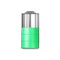 Battery 3d icon - medium level capacity, energy storage. Power charge indicator, lithium element render illustration