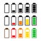 Battery charge level icon set. Symbol of power indicator of mobile phone accumulator.  Simple flat design. Vector illustration