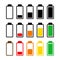 Battery charge level icon set. Symbol of power indicator of mobile phone accumulator.  Simple flat design. Vector illustration