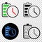 Battery Charge Time Vector EPS Icon with Contour Version