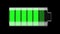 Battery Charging and Discharging with Green scale divisions. Isolated on black.