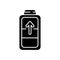 Battery charging process black glyph icon