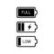 Battery charging status different level, Electric charge icon set, Power energy indicator concept