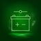 Battery, contact neon vector icon. Save the world, green neon