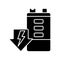 Battery discharging black glyph icon