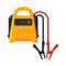 Battery with Electrical Clips, Jump Start Vehicle Cable, Battery Charger Terminal Vector Illustration