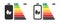 Battery energy efficiency. Energy Performance. Energy Efficiency Rate. Vector illustration