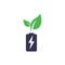 Battery leaves vector logo design. Battery and leaf icon