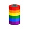 Battery LGBT flag isolated. accumulator Rainbow color Cartoon Style multicolored