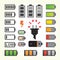 Battery pack icons in pixel art style