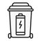 Battery recyclable black line icon. Waste recycling. Garbage sorting. Environmental protection. Outline pictogram for