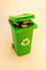 Battery recycle concept of trashcan filled with batteries