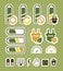 Battery recycling icons set