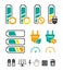 Battery recycling pictograms set