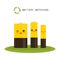 Battery Recycling, set of three batteries smiling and winking eye. Vector
