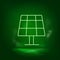 Battery, solar neon vector icon. Save the world, green neon