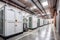 battery storage units in a clean, industrial space