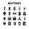 battery technology power electric icons set vector