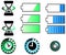 Battery and timing icons set